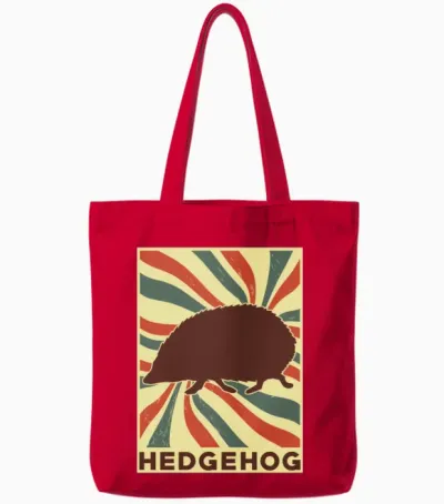 Hedgehog Retro Vintage Tote Bags - Red