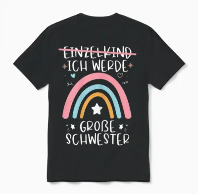I Will Big Sister 2024 Rainbow Baby Shower T-Shirt, Black Unisex T-Shirt - Black