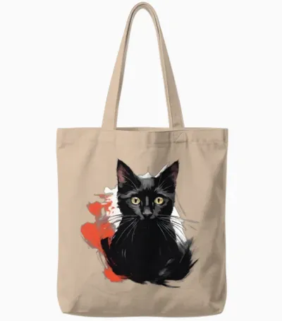 Black Cat Tote Bags - Natural