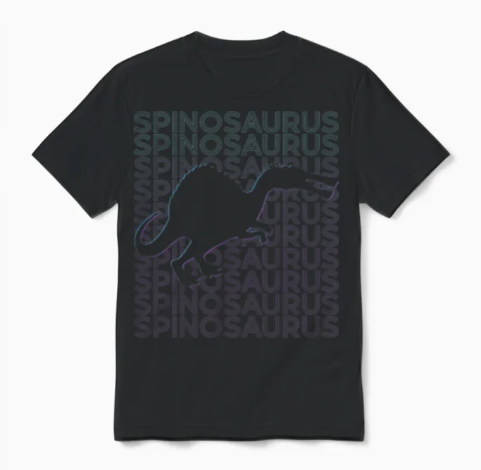 Spinosaurus Dinosaur Retro Kids & Baby Gift Unisex T-Shirt in Black