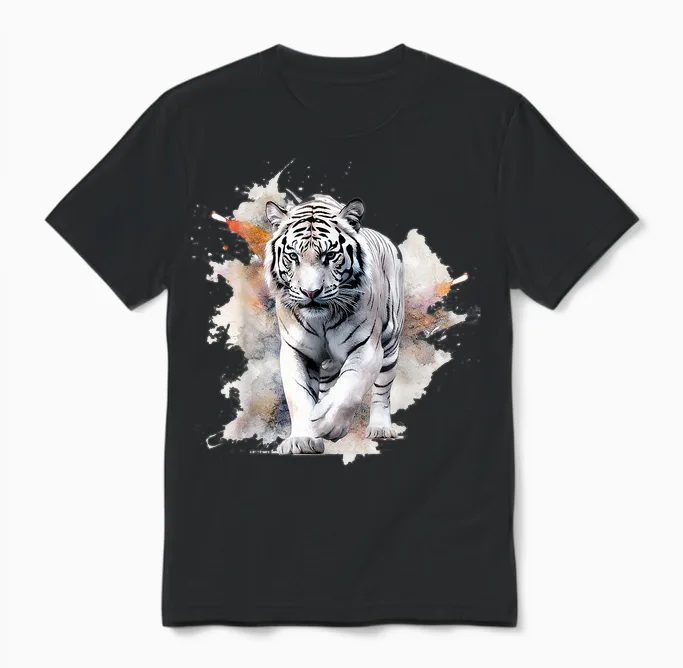 White Tiger Lover Kunstwerk | Tiermotiv Tiger Unisex T-Shirt in Black