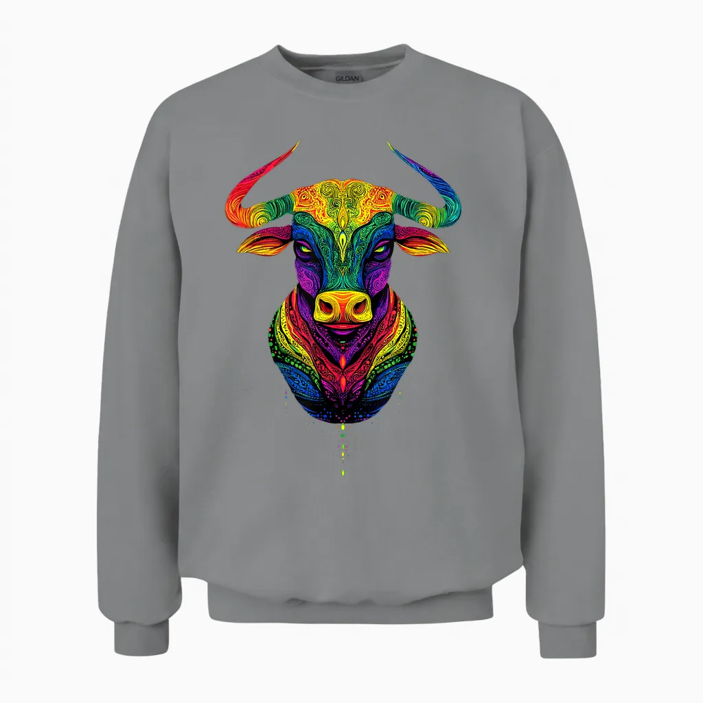 Taureau Bulle Bœuf Domestique Ferme Vache Taurus Unisex Sweatshirt in Sport Grey