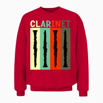 Clarinet, Retro, Music Unisex Sweatshirt - Red
