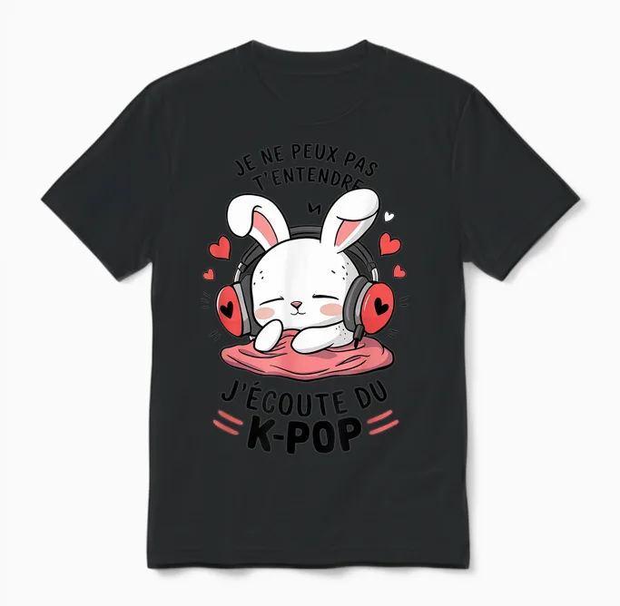 K-Pop T-Shirt | T-Shirts for Girls & Women Gifts K-Pop T-Shirt, White, S Unisex T-Shirt in Black