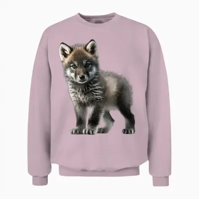 Super Süßes Baby Wolf Motiv. Flauschig Weich Und Kuschelig Unisex Sweatshirt - Light Pink