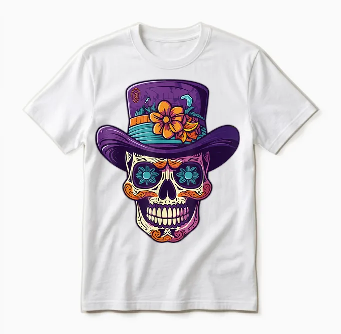 Mardi Gras Sugar Skull Parade Mask Festival Carnival T-Shirt, Black Unisex T-Shirt in White