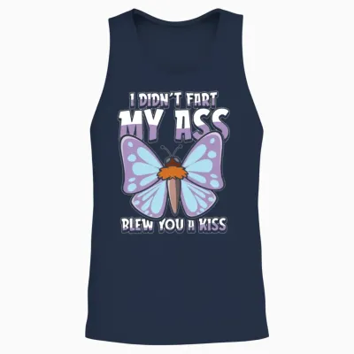 Butterfly Funny Unisex Tank Top - Navy