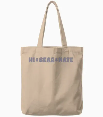 Hi Bear Nate Tote Bags - Natural