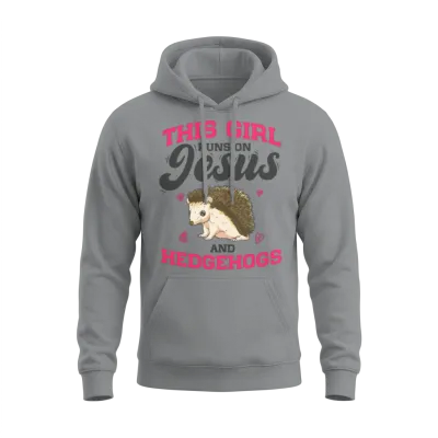 Animal Lover This Girl Runs on Jesus and Hedgehogs Unisex Hoodie - Sport Grey