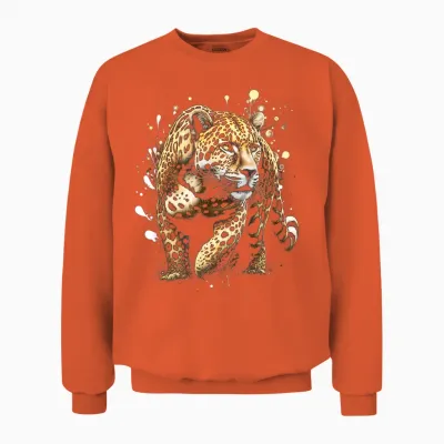 Cooler Leopard Mit Kunstvollen Farbspritzern Unisex Sweatshirt - Orange