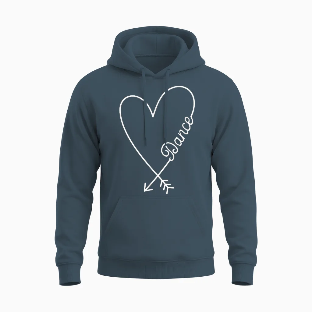 Dance Cute Graphic Heart Love Unisex Hoodie in Dark Heather