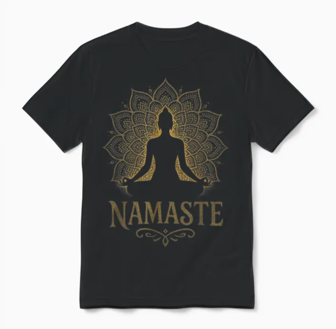 Namaste - Yoga Meditation Peace Buddha Namaste Unisex T-Shirt in Black