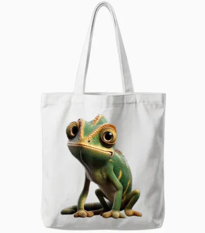 Chameleon Lizard Reptile Chameleon Iguana Chameleon Tote Bags - White
