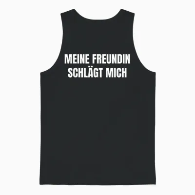 My Girlfriend Beats Me Funny Unisex Tank Top - Black
