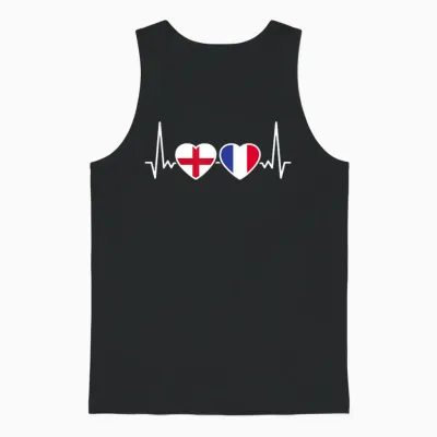 England France Heartbeat English Unisex Tank Top - Black