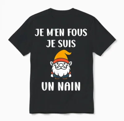 Person Petite Size Humour Je M'en Fous Je Suis Un Nain Unisex T-Shirt - Black