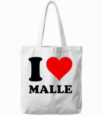 Red Heart I Love Malle T-Shirt, White Tote Bags - White