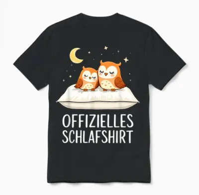 Official Sleep Shirt Owl Owls T-Shirt, Black Unisex T-Shirt - Black