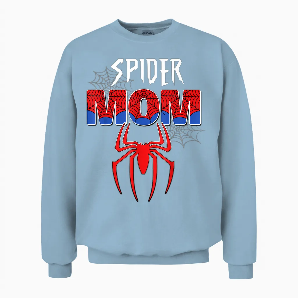 Women Spider Mom Mother's Day Matching Family Birthday Unisex Sweatshirt in Light Blue