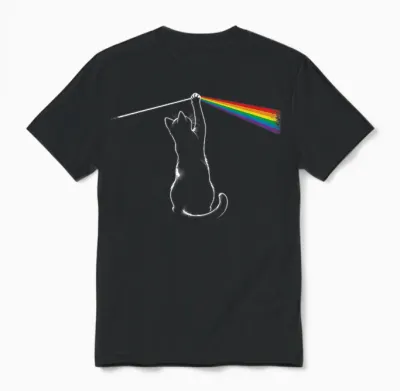 Playing with Light Cat Gift Men Kids Women Funny Cat Unisex T-Shirt - Black