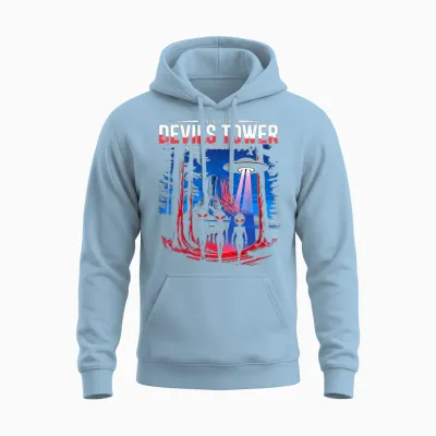 La Légende Des Visites Extraterrestres à Devils Tower Unisex Hoodie - Light Blue