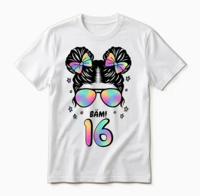 16. Geburtstag Mädchen Messy Bun Bäm! 16 Unisex T-Shirt - White