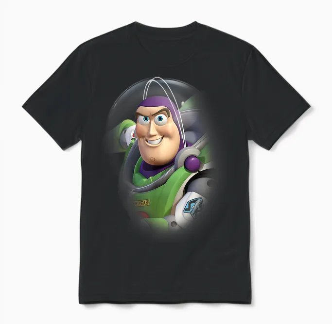 Disney Pixar Toy Story Buzz Lightyear Portrait 3d T-Shirt, Green, S Unisex T-Shirt in Black