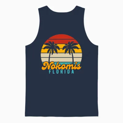 Nokomis Florida Retro Sunset Unisex Tank Top - Navy