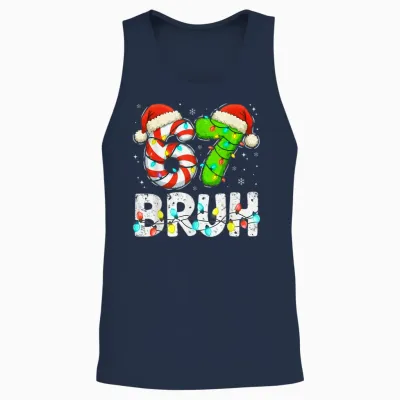 Christmas 67 Bruh Six Seven 6 7 Meme Funny Boy Girl Unisex Tank Top - Navy