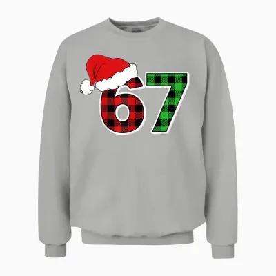 67 Meme Christmas Six Seven Xmas Men Women Boys Girls Unisex Sweatshirt - Ash