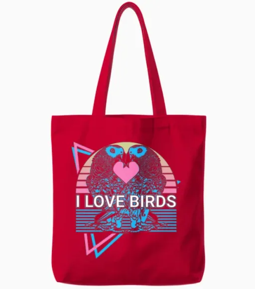 Cockatiel Parrot Retro Bird Lovers Gift Tote Bags in Red