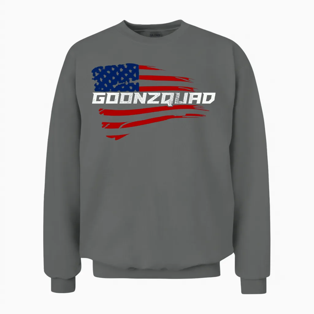 Goonzquad Merch Merchadise Apparel Flag Cool Unisex Sweatshirt in Graphite Heather