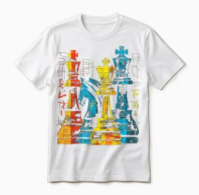 Schachtext Grafisches Motiv Bunte Kunst Schach Unisex T-Shirt - White
