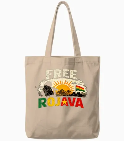 Free Rojava Kurdistan Tote Bags - Natural