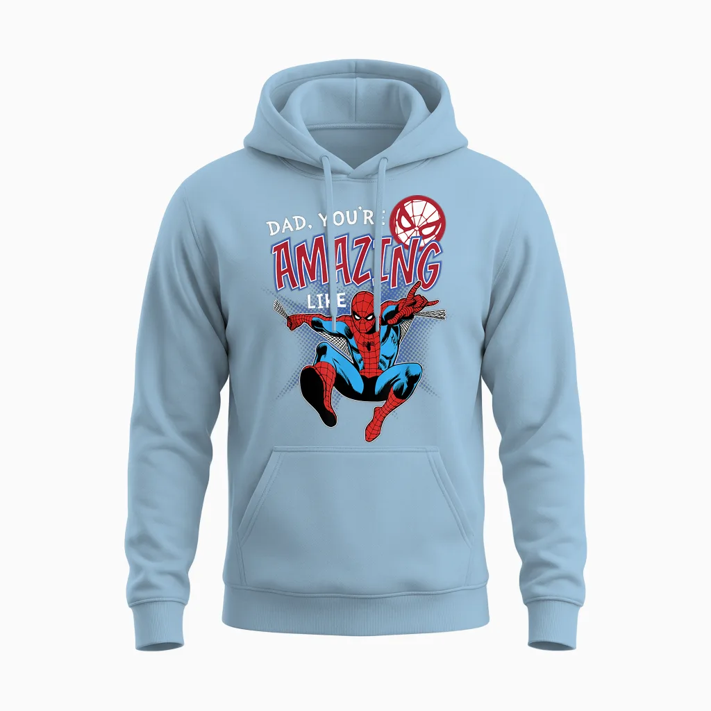 Marvel Spider-Man Amazing Dad Father's Day Unisex Hoodie in Light Blue