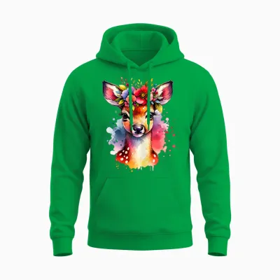 Trachtenshirt Kinder Mädchen Damen Hirsch Rehkitz Trachten Unisex Hoodie - Irish Green
