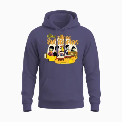 The Beatles - We All Live in a Yellow Submarine T-Shirt, Black Unisex Hoodie - Heather Sport Dark Navy