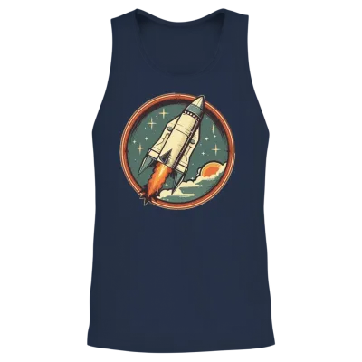 Retro Rocket Unisex Tank Top - Navy
