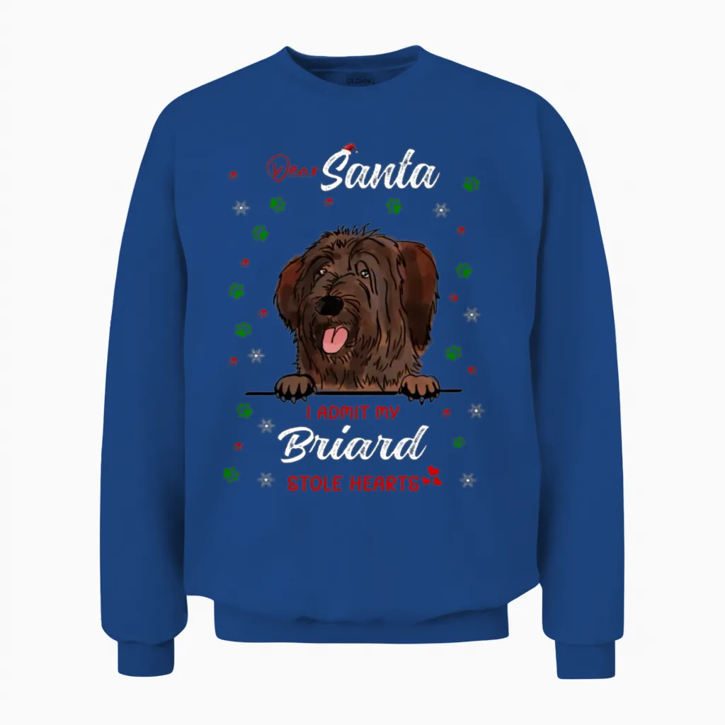 Briard Dog Christmas Dog Breed Unisex Sweatshirt in Royal