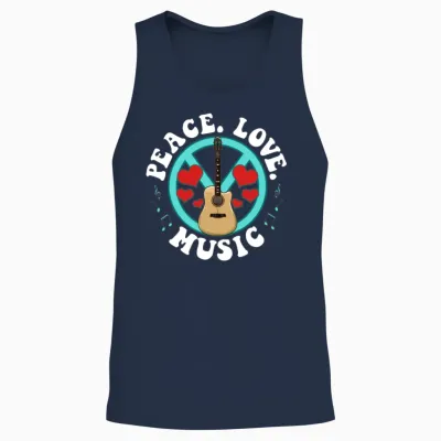Peace Love Music Awesome Hippie Pacifist Festival Unisex Tank Top - Navy