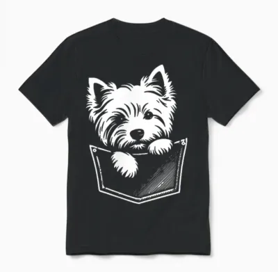 West Highland White Terrier Hund Späht Westie Design Unisex T-Shirt - Black