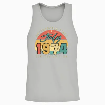 Vintage July 1974 Unisex Tank Top - Ash