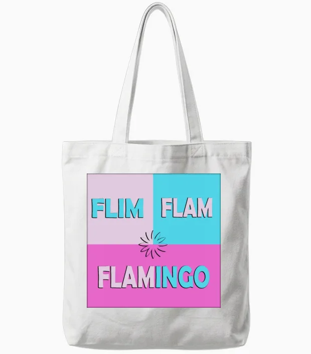 Flim Flam Flamingo Tote Bags in White