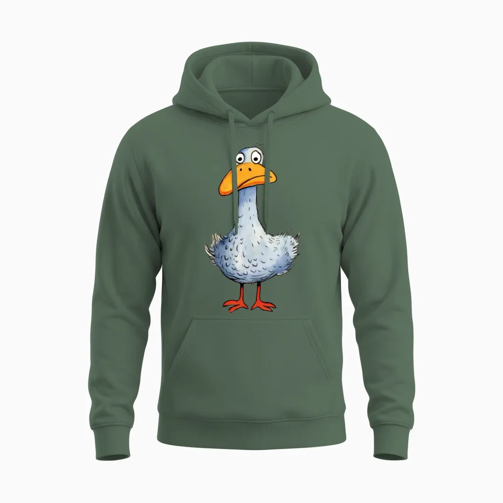 Funny Duck Unisex Hoodie in Military Green