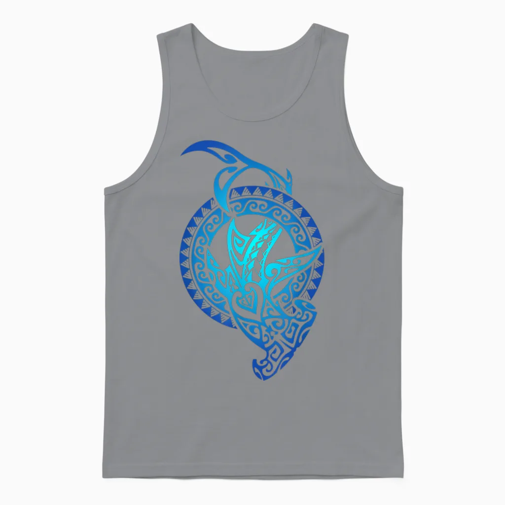 Hawaiian Shark Tribal Polynesian Sun Hawaiian Maori Cool Unisex Tank Top in Sport Grey