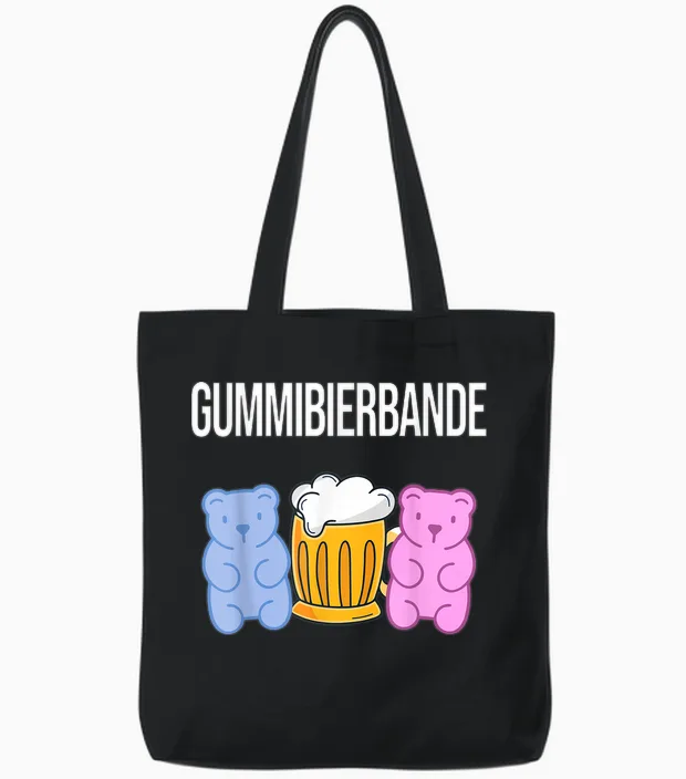 Gummibierbande - Lustiges Sauf Party Urlaub Malle Gruppen Tote Bags in Black