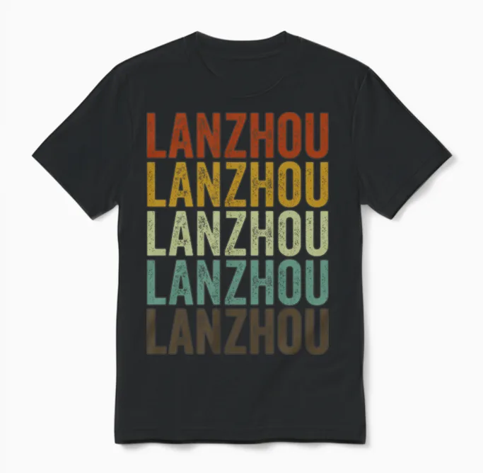 Lanzhou China Retro Vintage Unisex T-Shirt - Black
