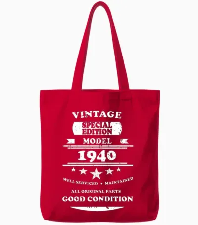 Vintage Retro White 1940 Tote Bags - Red