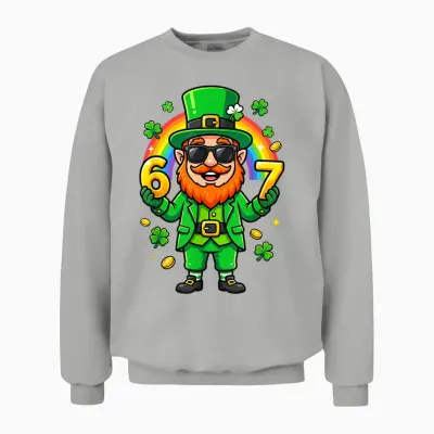 67 Six Seven 6 7 Funny Leprechaun St Patricks Day Boys Unisex Sweatshirt - Ash