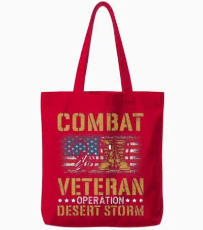 Desert Storm Operation Veteran American Tote Bags - Red